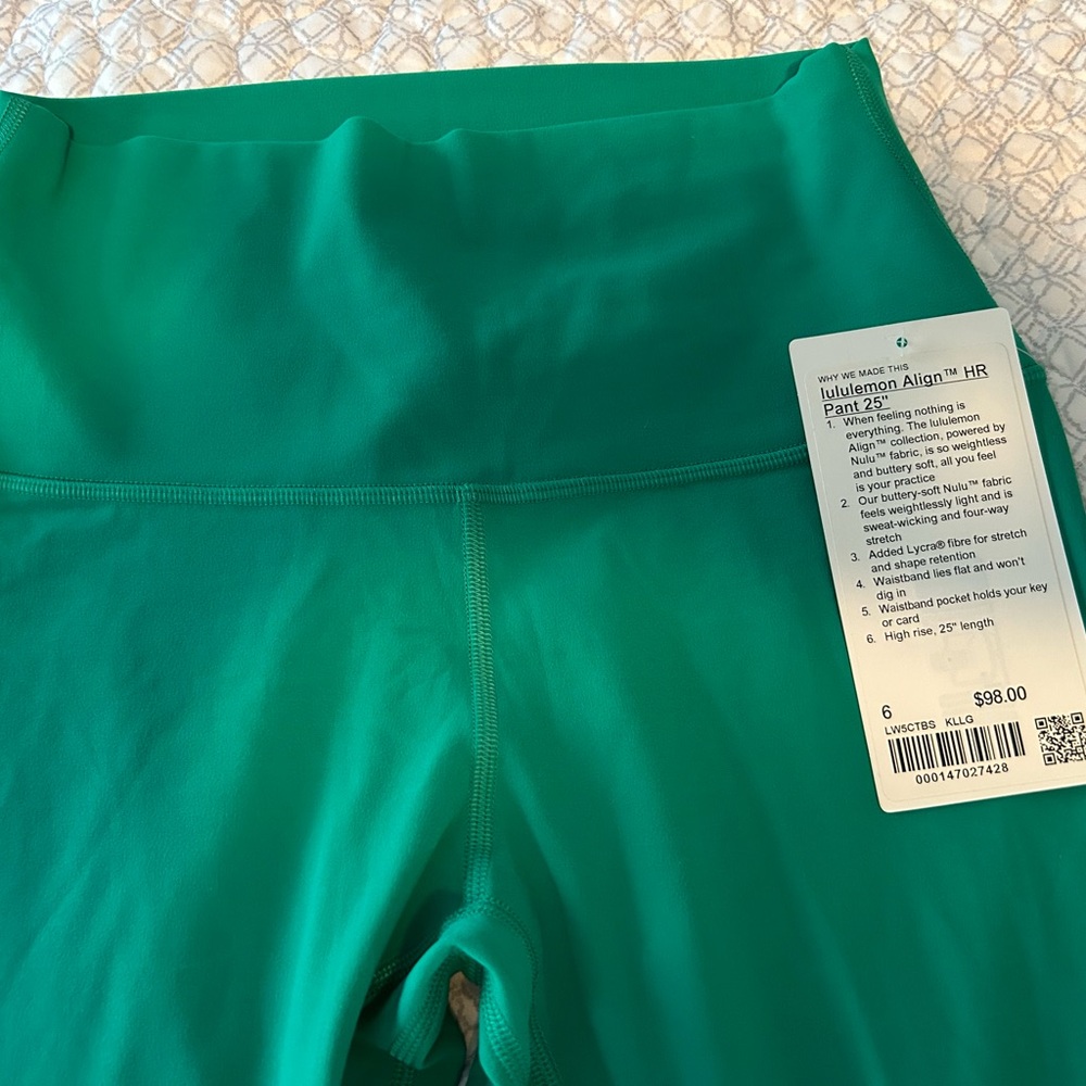 lululemon Kelly Green Align High-Rise Leggings 25” (NWT) - Picture 7 of 9